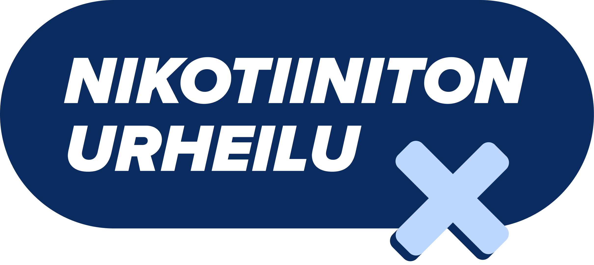 Sinisellä pyöreän muotoisella pohjalla lukee Nikotiiniton urheilu.